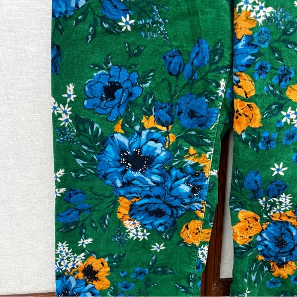 Anthropologie Maeve Colette Green Floral Velvet High-Waisted Wide-Leg Pants - 26 - Picture 6 of 13